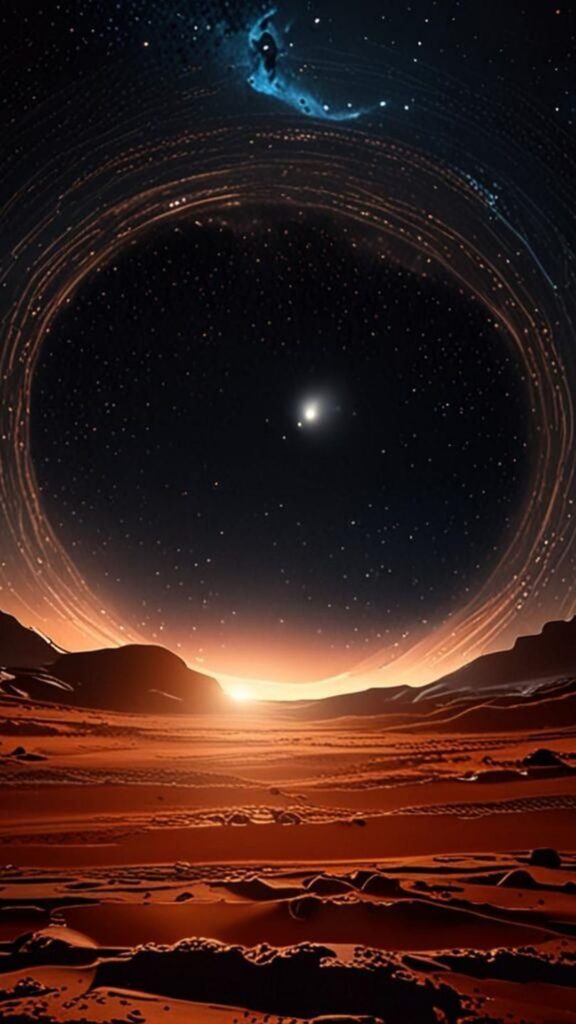 Dark cosmic background with radio wave symbols