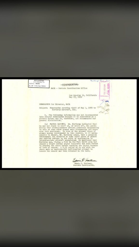 Investigación de informes OVNI por parte del gobierno de los Estados Unidos | [Búsqueda Específica]: documento desclasificado area 51 memorando oficial